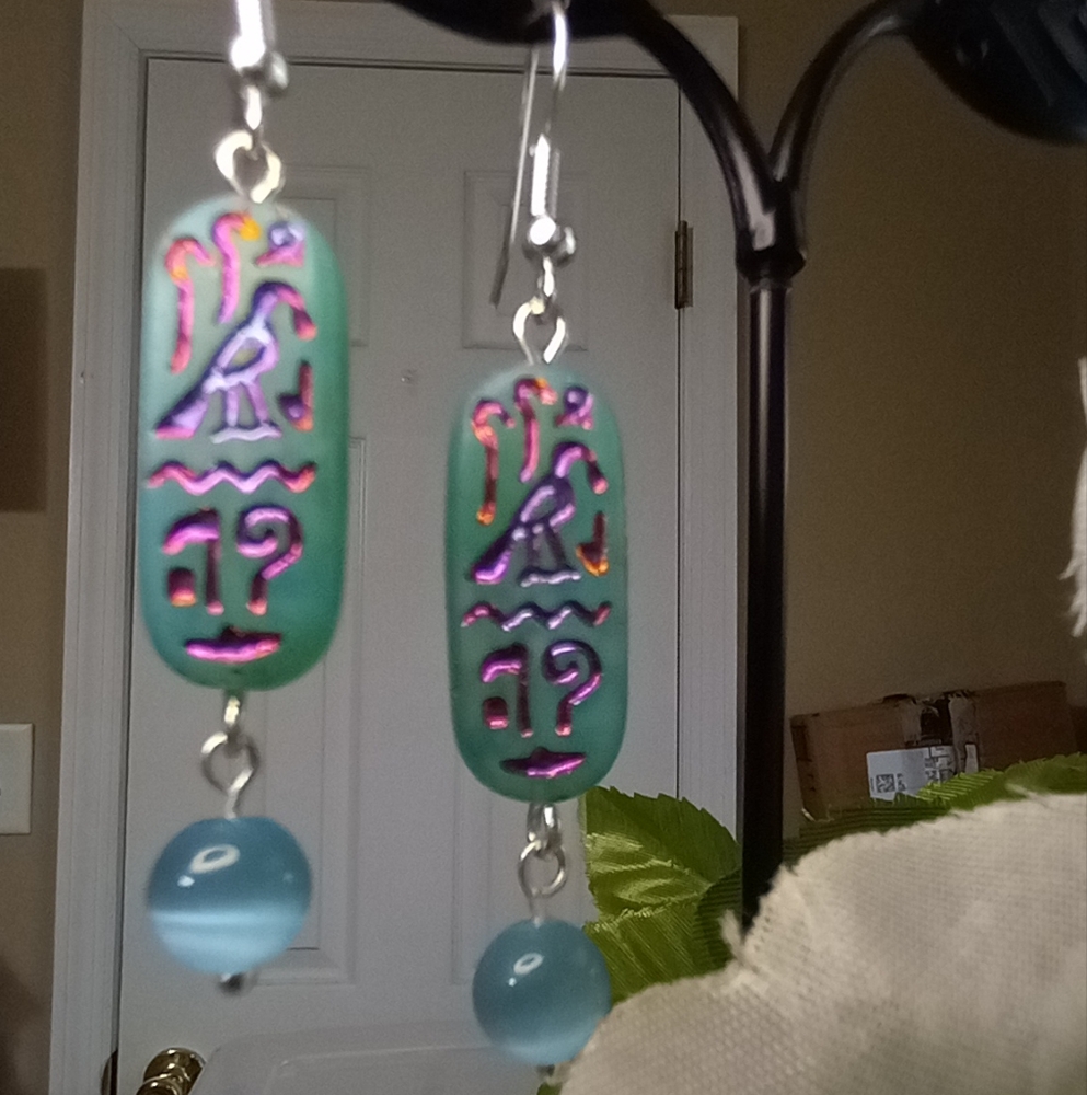 Hand Crafted Egyptian Cartouche Handmade Pierced Earrings